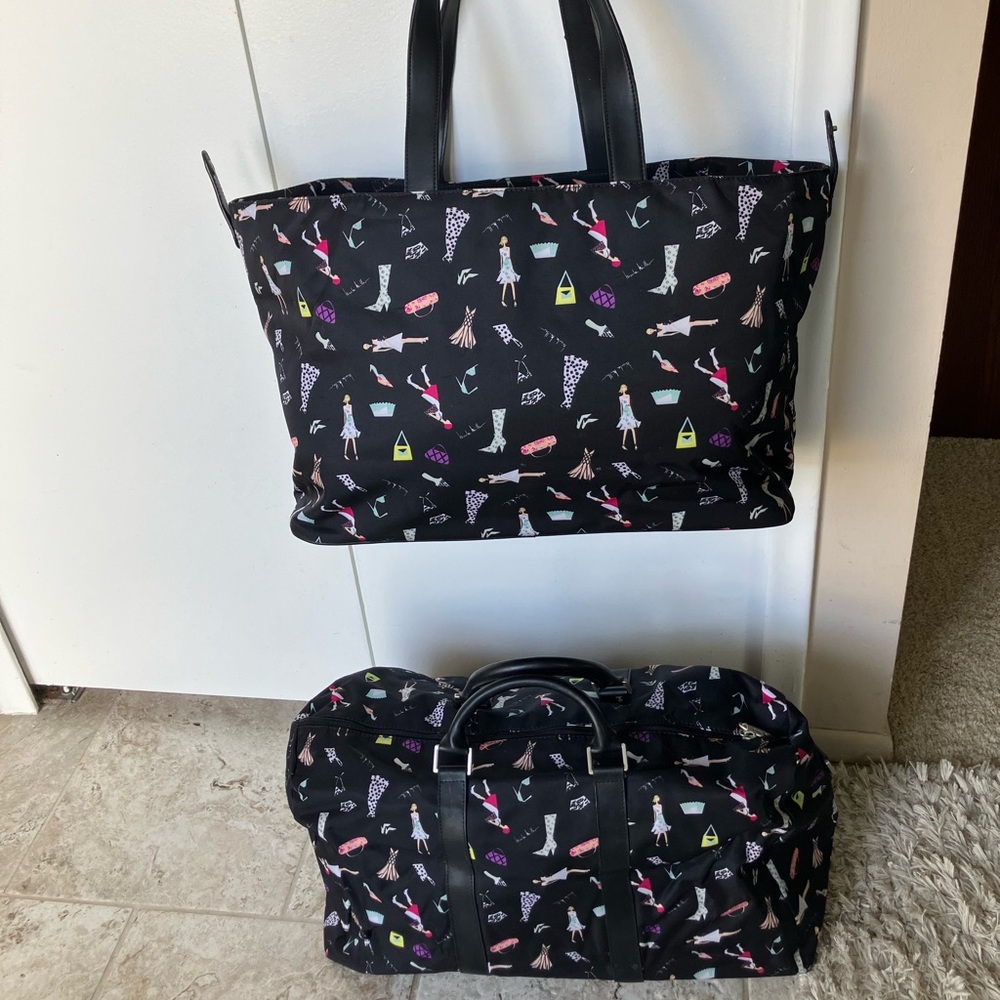 Nicole Miller two piece travel bags . Waterproof , black .